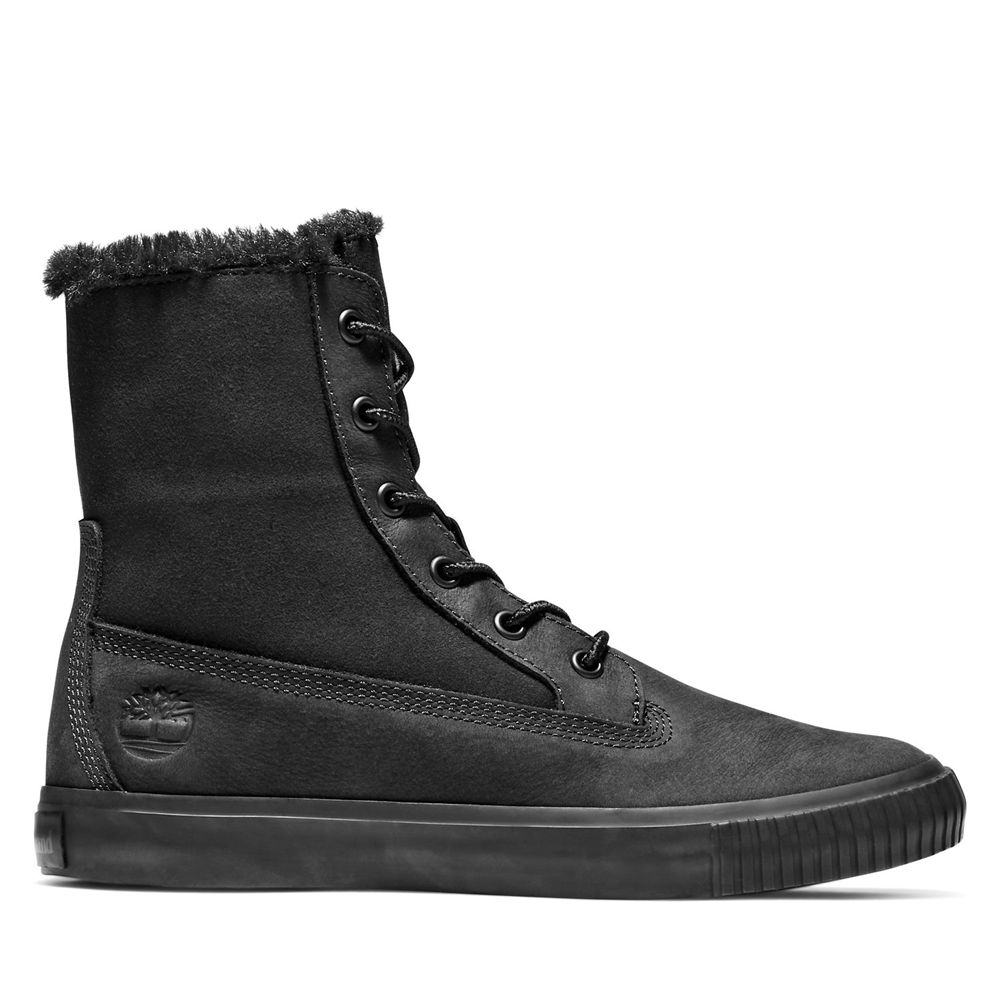 Bota Neve Feminino - Timberland Skyla Bay Fleece Fold-Down - VGBFK2891 - Pretas